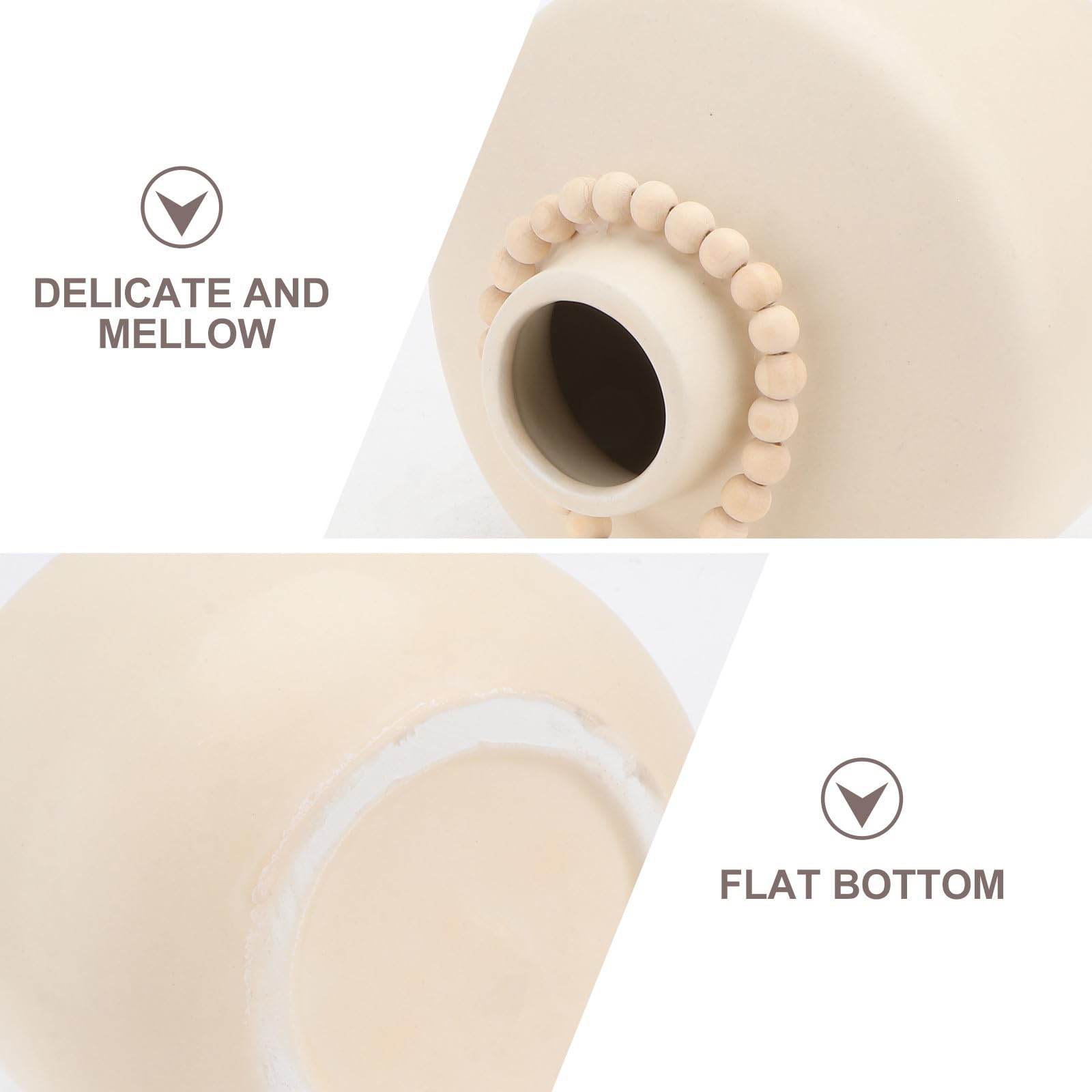 Vaso in Ceramica Stile Nordico Beige Perle di Legno