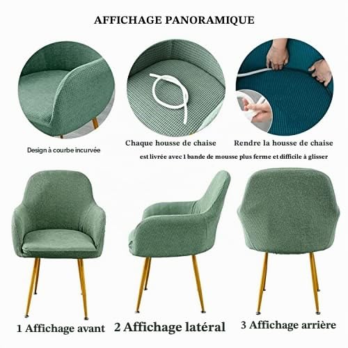 Housse De Chaises Salle À Manger 6 Pieces Couverture De Chaise Scandinaves des Accoudoirs Jacquard Housse De Fauteuil Salon Extensible Lavable pour Cuisine Décor De Restaurant