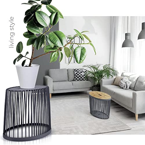 Table auxiliaire décorative anthracite en duo de paniers robustes - 3