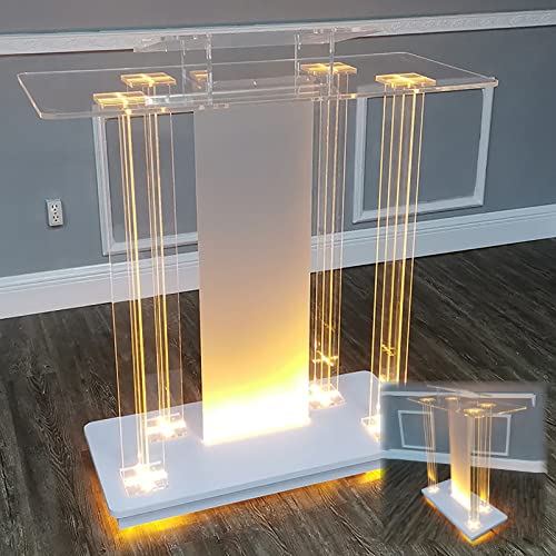 Lesepult Acryl Podium Kanzelständer, Podium Mit Acryl Und MDF LED Bodenpodest mit neigbare Arbeitsplatte für Kirche Klares Schulrednerpult Transparente Kanzel (Size : L100 x W40 x H116cm) Cover