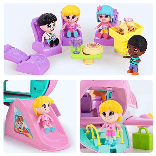 Iplay, Ilearn Airplane Doll House Playset, Girls Dollhouse Pretend Play Set, Toddler Pink Dream Jet Plane Toy Accessory W/ 5 Mini People, Furniture, Imaginative Birthday Gifts For 3 4 5 6 Year Old Kid #TOP4