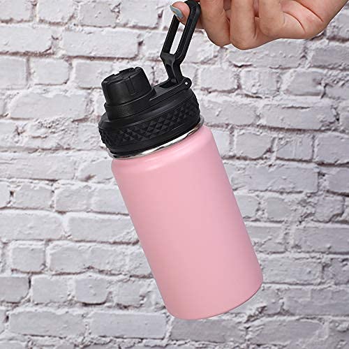 Colorful Popo 12 Oz Kids Stainless Steel Water Bottle, Double Wall Vacuum Insulated Tumbler Thermoses With Wide Mouth Leakproof Spout Lid (Pink) #TOP4