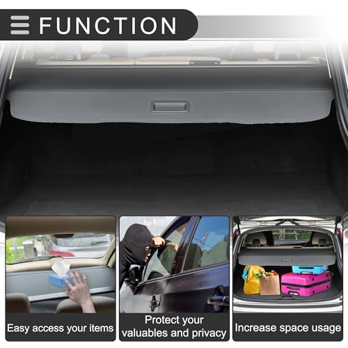 Motoforti Car Trunk Retractable Cargo Cover for Acura RDX 2013-2018 Rear Trunk Parcel Shelf Luggage Security Shield Shade, Canvas, Gloss Black by Motoforti - Image 4