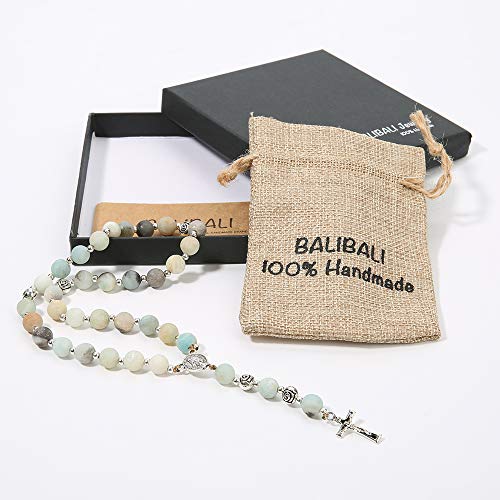 BalIBALI Contas de Oração Anglicana 8 mm Feitas à Mão Rosário Jade Pedra Natural Rosário com Perdão