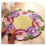 Latch Hook Kit Große Knüpfset Teppich Erwachsene, Wohnzimmer Teppich Knüpfteppich Zum Selberknüpfen,Flowers,105cm/41.3inch