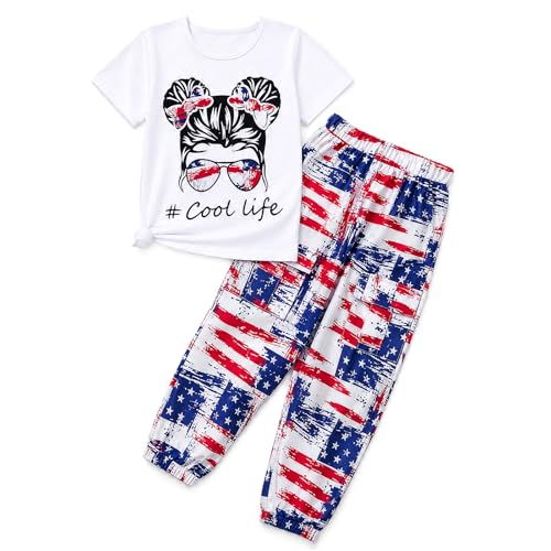 Image of Girl Clothes Cute Cool Girl Tops Splicing Pants 2 Piece Girls Summer Outfits 6-14 Years