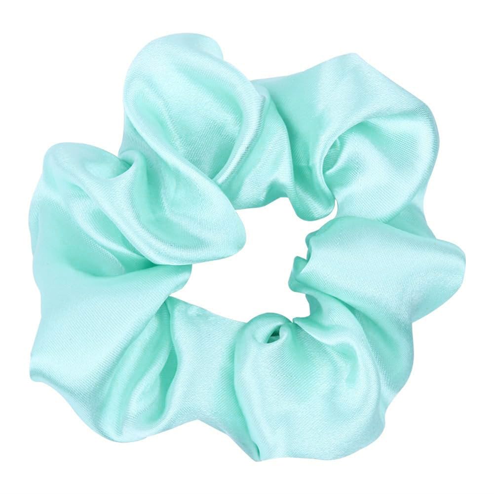 SXQLYH 4er Set Scrunchies – Weiche Stoff-Haargummis Für Dickes & Langes Haar, 4 Farben (Blau, Beige, Schwarz, Rosa)