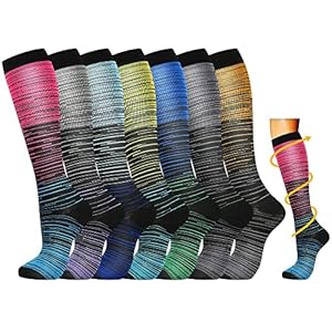 7 Pairs Compression Socks for Women & Men 15-20 mmHg is Best Athletic & Medical for Running Flight Travel Nurses