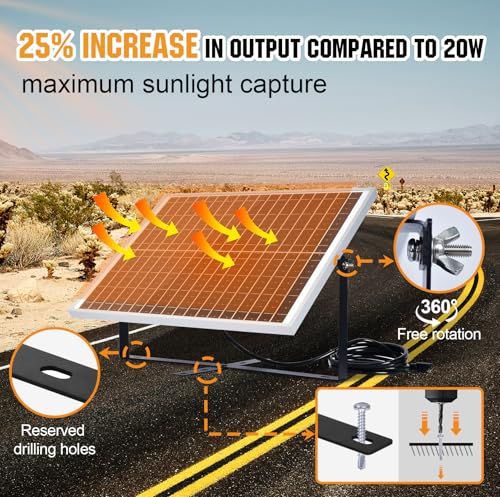 ECO-WORTHY 25W 12V Solar Battery Charger Trickle Maintainer, 25W Waterproof Solar Panel Kit + Adjustable Mount Bracket + Upgrade Controller,for 12V Batteries Cars RV Boat Motorcycle Marine by ECO-WORTHY - Image 4