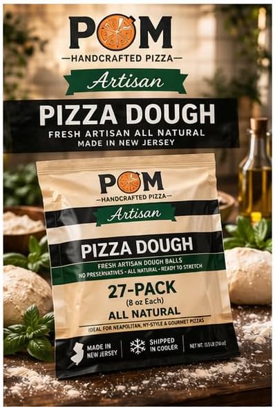 Artisan Pizza Dough Balls – 27 Pack (8 oz Each), Fresh Artisan All Natural Dough Made in New Jersey, Shipped in a Cooler