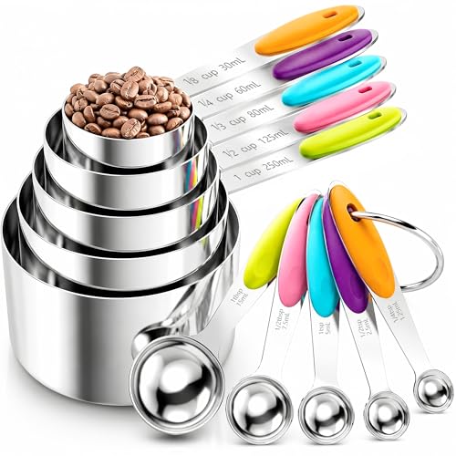 Noctivela Stainless Steel Measuring Cups and Spoons Set, 10-Piece