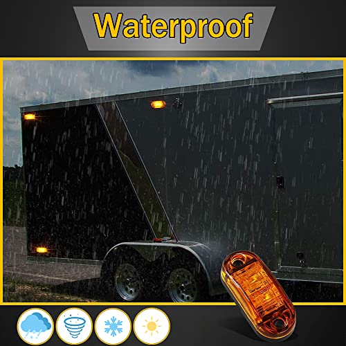 4 Pcs 2.5 Inch Amber 2 Diode Trailer Side Marker Light, Oval Led Truck Side Marker Light, Running lights Side Marker Turn Signal & Clearance Light, Fit for Trucks, heavy trucks, passenger cars