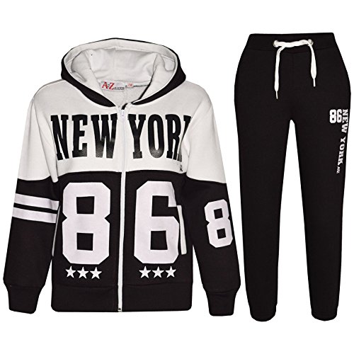 A2Z 4 Kids Kinder Trainingsanzug Jungen Mädchen Designer NEW YORK 86 Aufdruck - T.S New York 86 Black 9-10 Cover