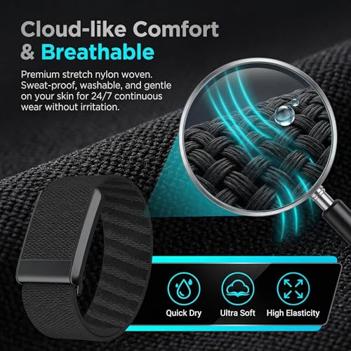 Image of Nylon Sport Band Compatible with Whoop 5.0 Bands One /Peak Breathable Nylon Adjustable Replacement bands for Whoop Band 5.0 - Not Compatible with Gen 4 Black