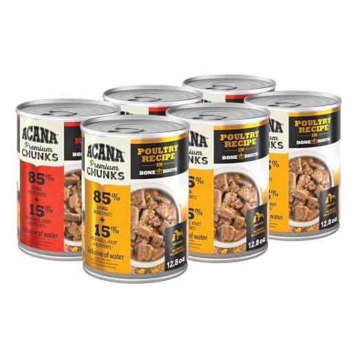 ACANA Premium Chunks in Bone Broth Grain-Free Wet Dog Food Variety Pack: Beef + Poultry Recipes 12.8oz Cans (6 Count, 3 of Each)