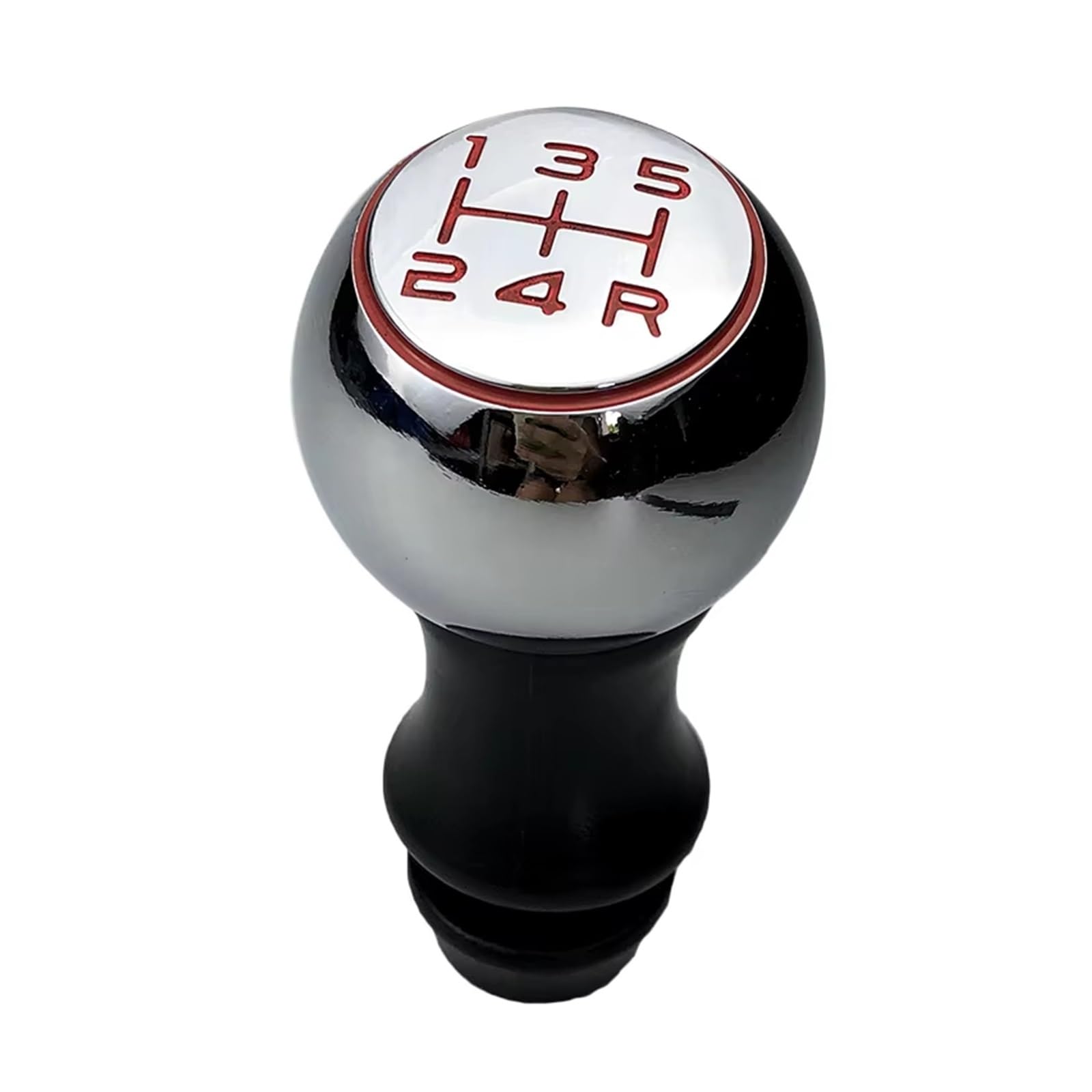 Qwqaab Chrome Red Knob Manual Gear Knob For Peugeot 206 207 208 307 308 408 2008 3008 For C2 C3-Xr C4 C4l C5 Picasso Manual Gear Shift Knob Pu Gaiter Boot(Chrome Red Knob)