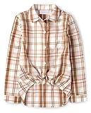 The Children's Place,Girls,Long Sleeve Plaid Twill Tie Front Button Down Shirt,Bunnys Tail Plaid,Large