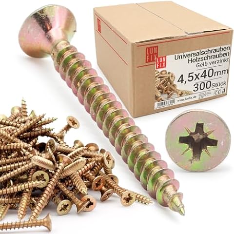 1kg Wkręty uniwersalne do drewna 4,5x40 mm – hartowany, ocynkowany, łeb stożkowy PZ2