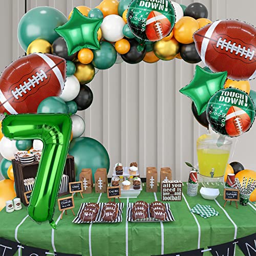 7Pcs Football Balloons, Football Birthday Number Mylar Foil Balloon, Football Sport Them Party Supplies Football 7Th Birthday Decorations (7Th) #TOP4