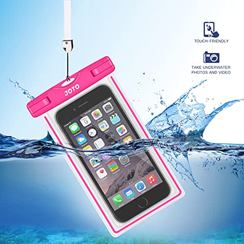 Image of JOTO Universal Waterproof Phone Holder Pouch, Underwater Case Cell Phone Dry Bag for iPhone 14 13 12 11 Pro Max Mini XS Max XR X 8 7 6S, Galaxy S21 S20 S10 S9 Pixel HTC LG Motorola Up to 7.0 inch -Pink