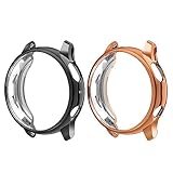 LvBu Schutzhülle Kompatibel mit Garmin Venu, Flexibles TPU Vollschutz mit Displayschutzfolie Kratzfest Displayschutz Schutz Hülle Für Garmin Venu (Roségold+Schwarz)
