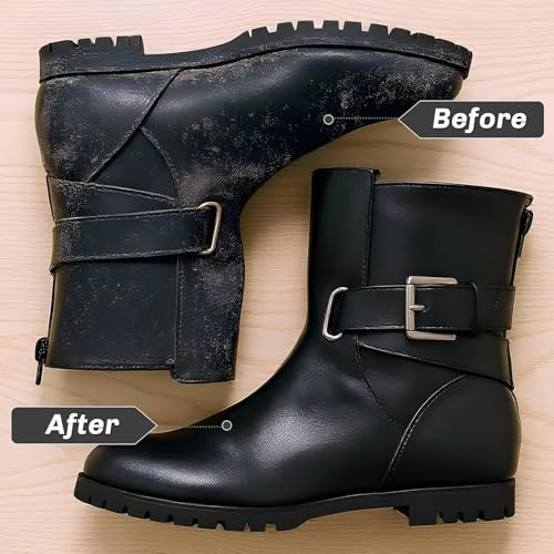 Image of 4 Pcs Horsehair Shine Shoes Brush Kit Polish Dauber Applicators Cleaning Leather Shoes Boots Care Brushes Suede Cleaner Brush with Microfiber Shoe Cloth(Black Handle A)