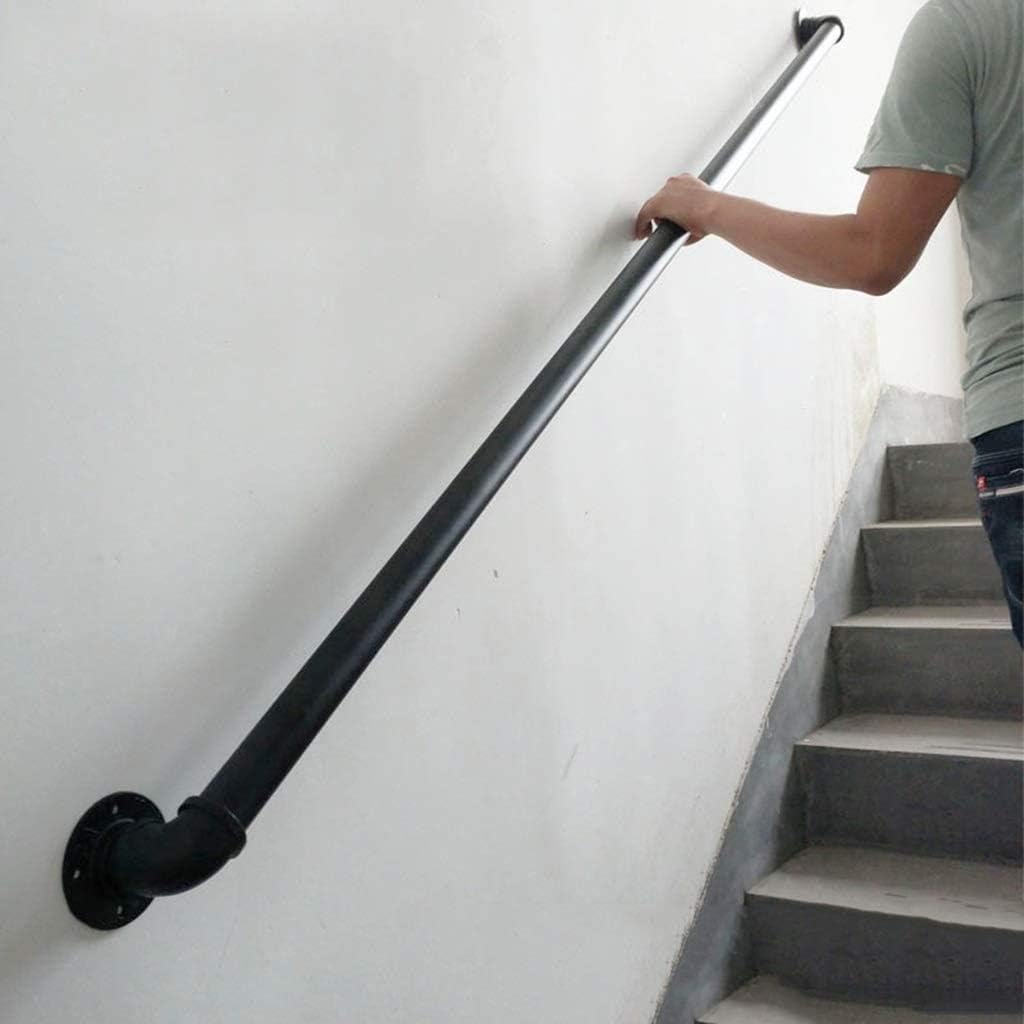 LUNEZY Stair Banister handrail Stair Handrail Kit (1ft-20ft)， Industrial Wind Wrought Iron Pipe Stairs Handrail，Corridor Support Bar，Barrier-Free Staircase Handrail for The Elderly (Size