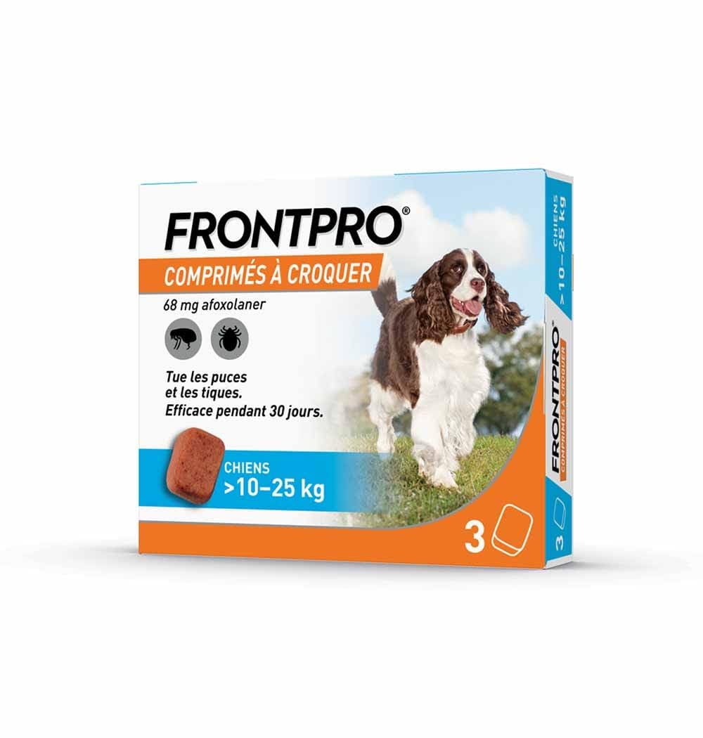 Frontline Frontpro antiparasitaire Grand Chien 10-25kg Puces et Tiques x3 comprimés
