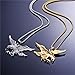 Vintage Eagle Pendant Necklace Stainless Steel Punk Cool Flying Hawk Bald Eagles Bird Animal Wing Adjustable Chain Necklace for Men Women Gothic Style Rock Hip Hop Party Fashion Jewelry Gifts (Gold)