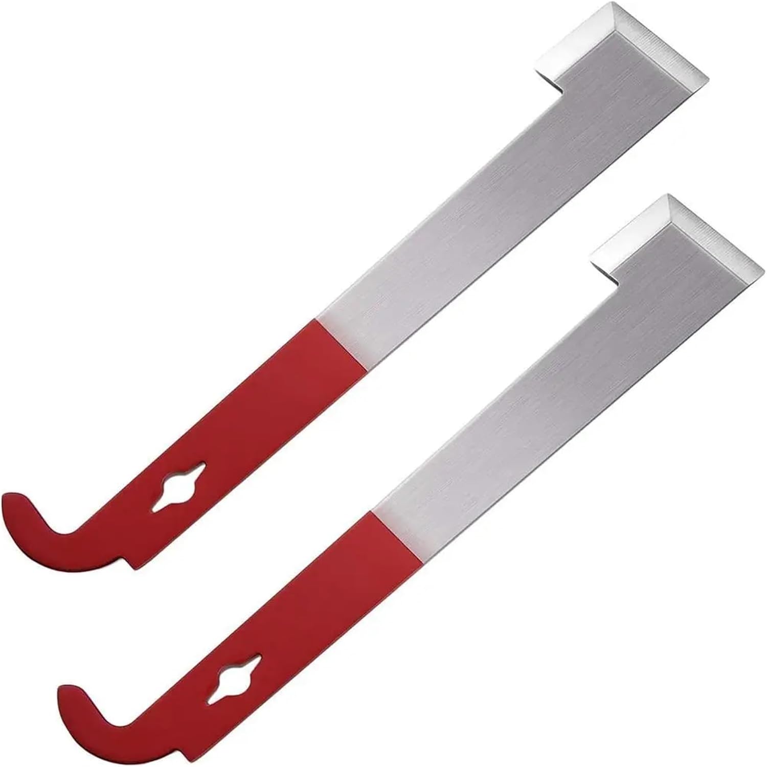 MUSM 26.67cm Beekeeping J-Type Hook Tool, Steel Hive Scraper for Frame Prying, Propolis Removal, and Hive Box Separation, Red Handle