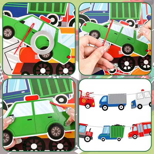 Image of Transportation Happy Birthday Banner Transportation Birthday Decorations Transport Themed Train Bus Car Party Banner Truck Traffic Garland for Kids 2nd Vehicle Theme Baby Shower Party Supplies