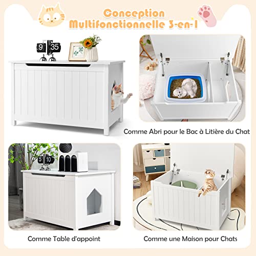 Boîte à litière pour chat premium en bois de pin supportant 50 kg
