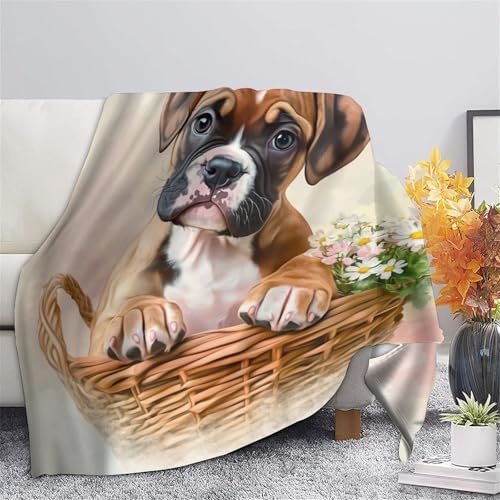 Plaid chiot 3D en microfibre premium de 150x200cm avec finitions aquarelle durables - 5