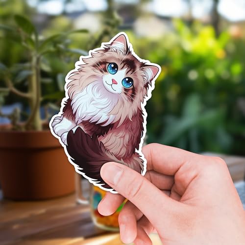 Image of Ragdoll Cat Sticker 8 Pcs (Large Size) Vinyl Stickers Laptop Waterproof Decal for Car Bumper Water Bottle Laptop Notebook Window Funny Party Birthday Decorations - Size 4 Inches