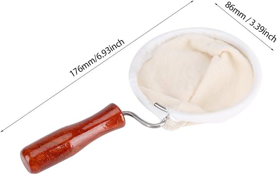 Fdit Coffee Filter Handmade Reusable Cafe Flannel Cloth Filter Bag Coffee Sock with Wooden Handle(Small)
