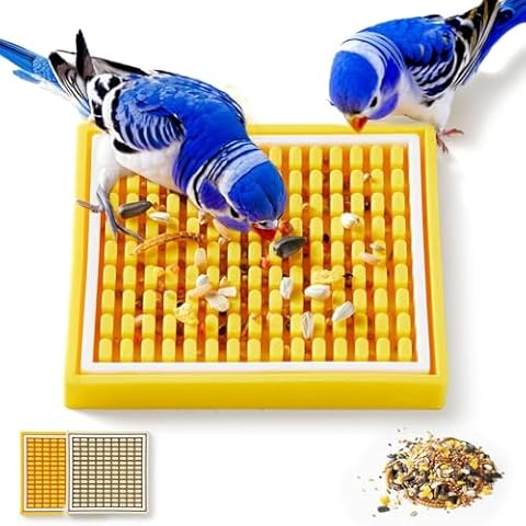 Jevnd 2Pcs Bird Foraging Toys Puzzle, Bird Slow Feeder Mats, Interactive Parrot Foraging Toys to Increase Feeding Time, Bird Enrichment Toys for Rat, Parakeet, Cockatiel, African Grey, Conure, Budgies Cover