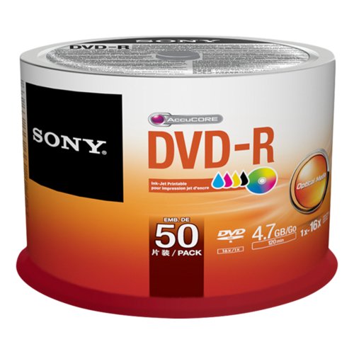 Preisvergleich Produktbild Sony DVD-R 16x Speed 50er Spindel printable DVD-Rohlinge