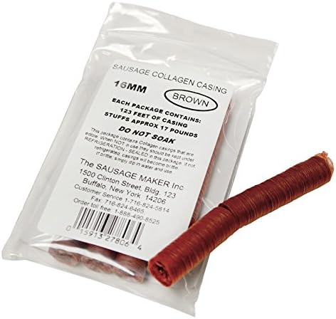 The Sausage Maker - Mahogany Collagen Sausage Casings, 16mm (5/8"), 5 Unit Count Half Strands