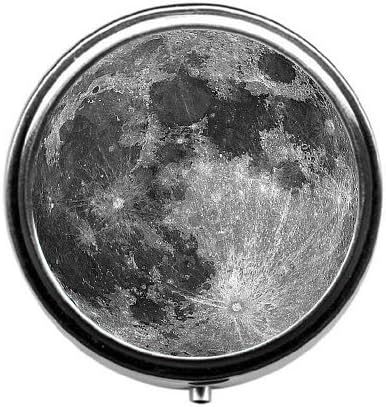 Eareeco - The Moon at Late Night Round Pill Case/Pill Box/Pill Case/Case- Three-Compartment Pill Box/Pill Case