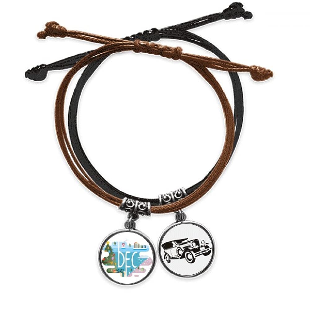 Bracelet illustration saison de décembre cordon tressé et chaîne de main - 3