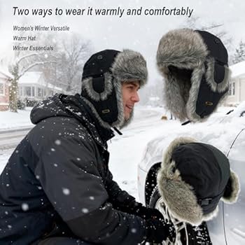 Heyann Faux Fur Fuzzy Winter Trapper Ski Hat Jachtpet Voor Mannen Vrouwen Met Oorkleppen Russische Ushanka Eskimo Aviator Sovjet Pilotenhoed Warm Waterdicht