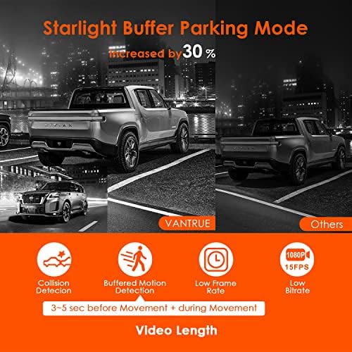 VANTRUE E2 Dash Cam Front and Rear 2.5K WiFi GPS Voice Control 1944P+1944P Dual Dashcam Wireless Remote Controller Car Camera Buffer Parking Mode WDR Night Vision Support 512GB Max
