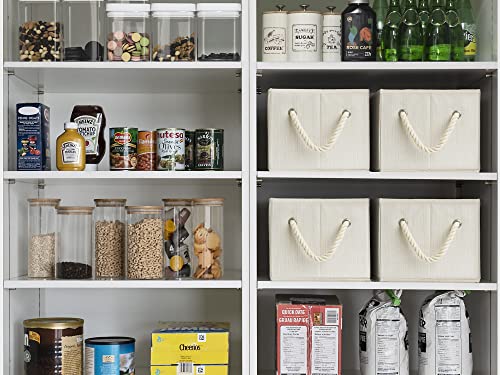 Storageworks Large Storage Baskets For Organizing, Foldable Storage Baskets For Shelves, Fabric Storage Bins With Handles, Beige, White & Ivory, 3-Pack #TOP5