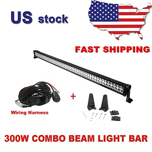 Yingtex Yingtex 300w Waterproof 300W Flood Spot Combo Work LED Light Bar with Wiring Harness Driving Off-road SUV Car 4WD Boat