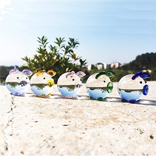 Waltz&F Crystal Pig Figurine Mini Animal Collectible Statue ,Size Approx1.4,5 Color/Set #TOP2