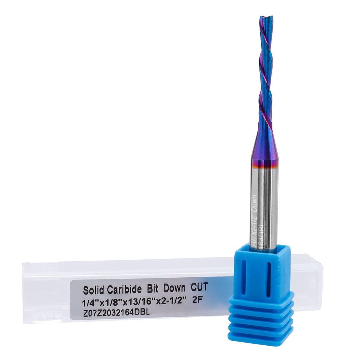 Down Cut Spiral Router Bit 1/4" Shank, CNC Router Bit Solid Carbide End Mill with 1/8" Cutting Diameter, 13/16" Cutting Length for Woodworking, Carving, Engraving, Milling