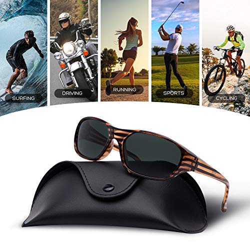 Stylle Polarized Rectangle Wrap Unisex Sports Shiny Brown Striped Frame With G15 Lens Uv Block Sunglasses #TOP4