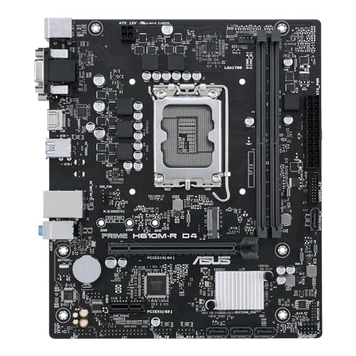 Image of ASUS PRIME-H610M-R-D4 Intel H610 (LGA 1700) mic-ATX Motherboard with DDR4, PCIe 4.0, M.2 Slot, Realtek 1 Gb Ethernet, HDMI,D-Sub, DVI, USB 3.2 Gen 1 Ports, SATA 6 Gbps