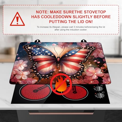 Image of Patriotic Stove Top Cover, Heat Resistant Electric Stove Protector Mat, Large Diatomite Kitchen Counter Mat, Independence Day Decor American Flag Kitchen Accessory (butterfly, 28x20 Inch)