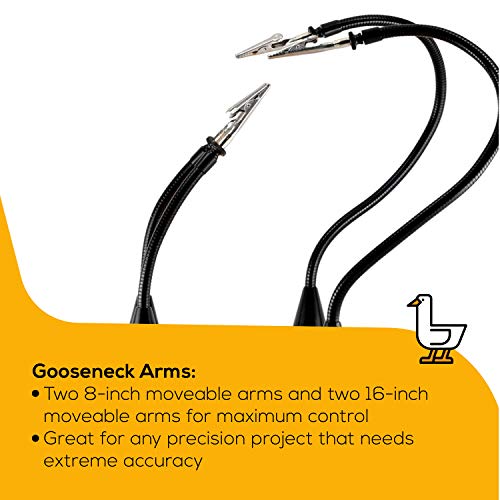QuadHands Workbench Helping Hands Soldering Third Hand Vise | 4 Magnetic Based Flexible Metal Arms Can Be Mounted Anywhere on The 6